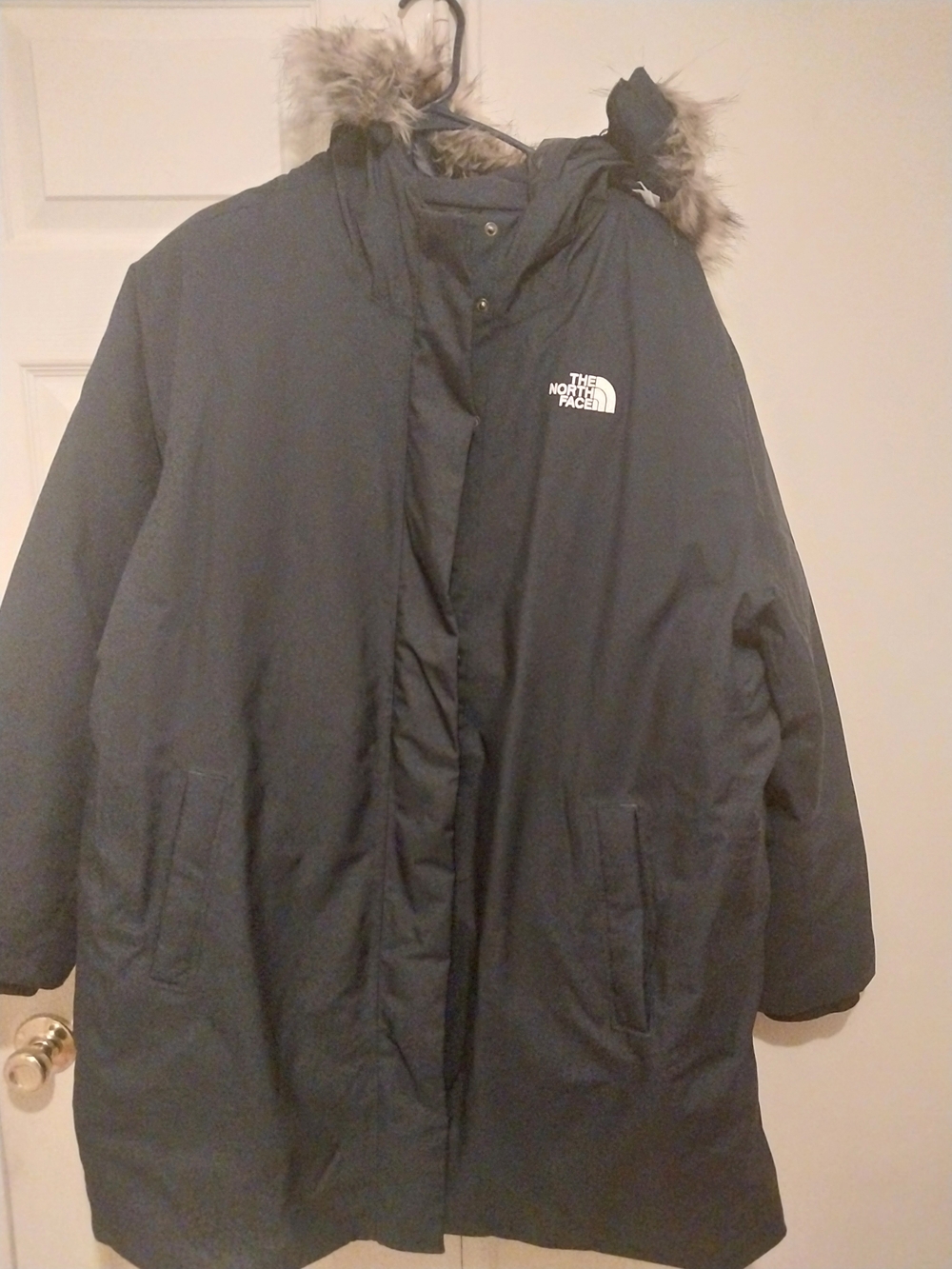 The North Face Navy Blue Parka with Faux Fur Hood